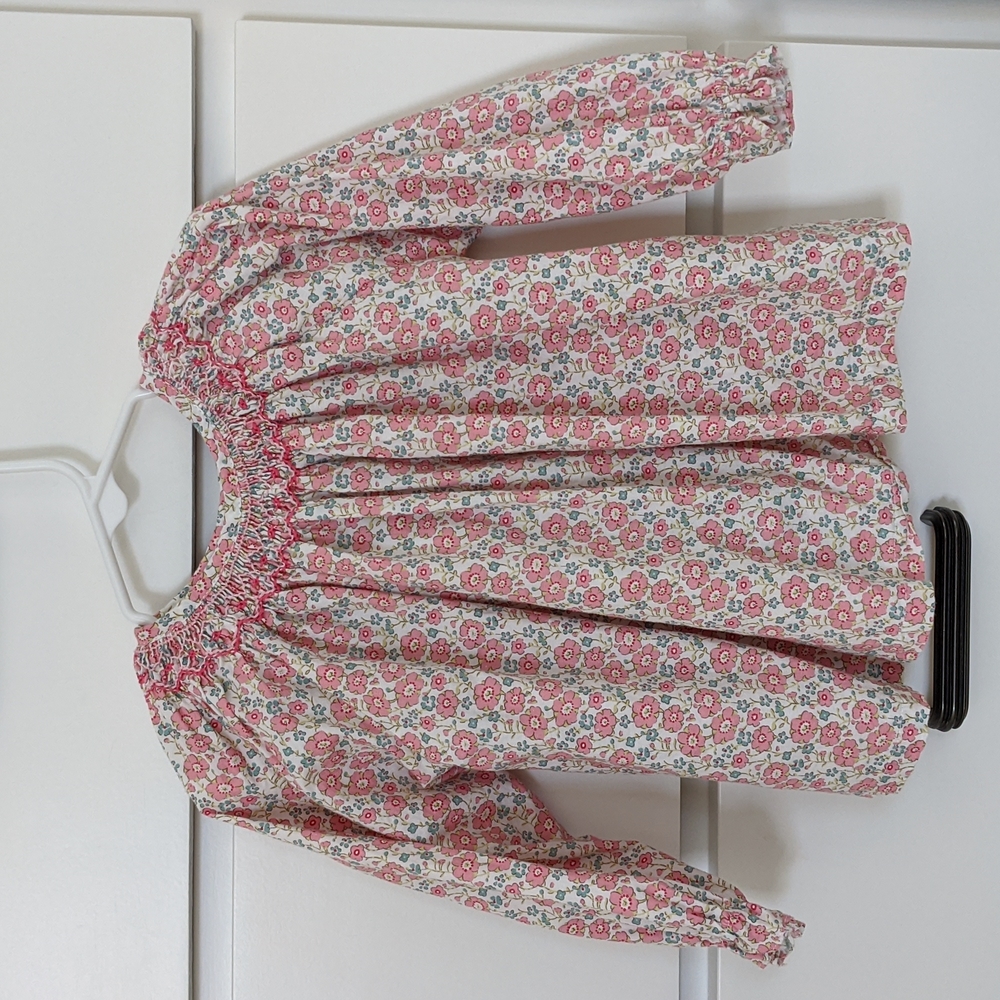 Pink Floral Smocked Top, 2T